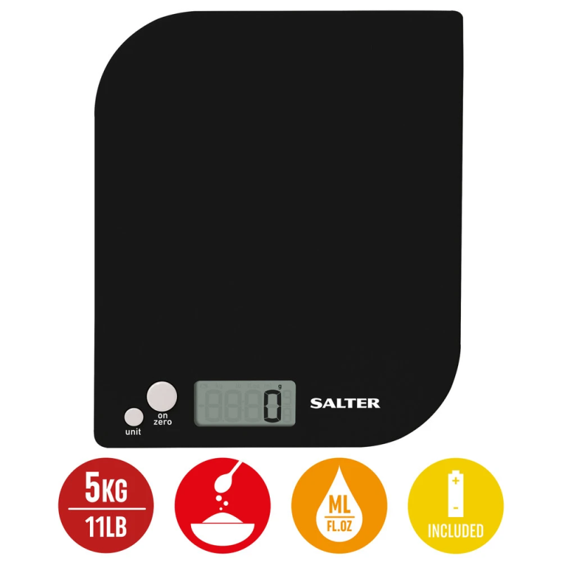 Salter 1177 BKWHDR Leaf Electronic Digital Kitchen Scale - Black