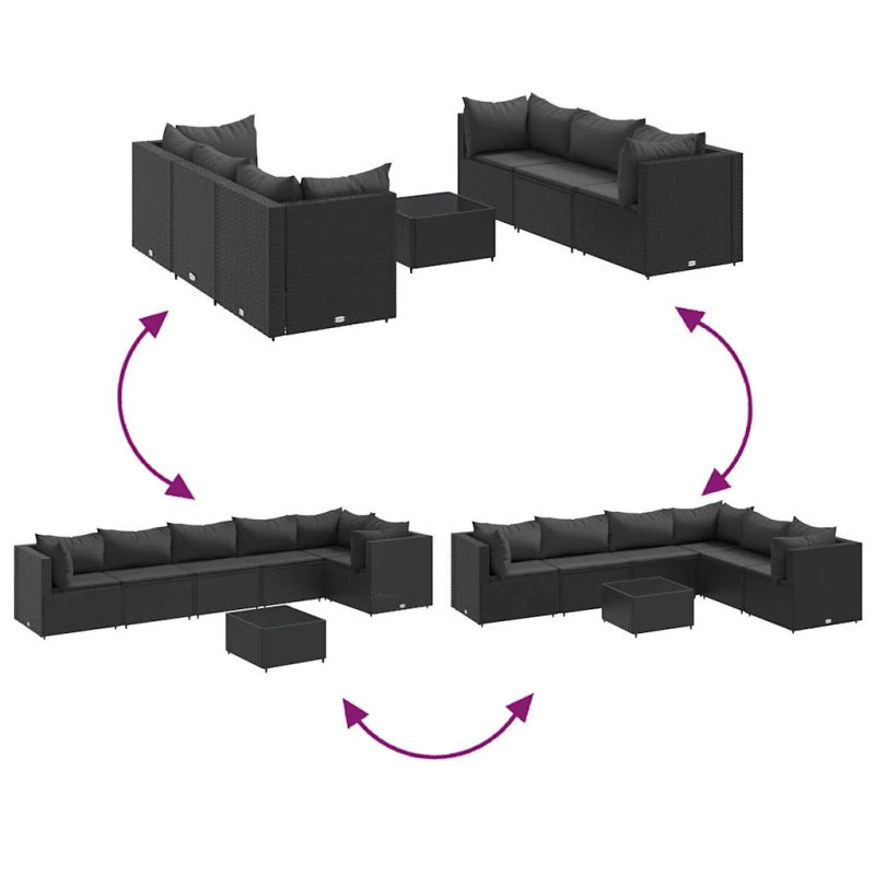 vidaXL 7-daļīgs dārza mēbeļu komplekts ar matračiem, PE rotangpalma