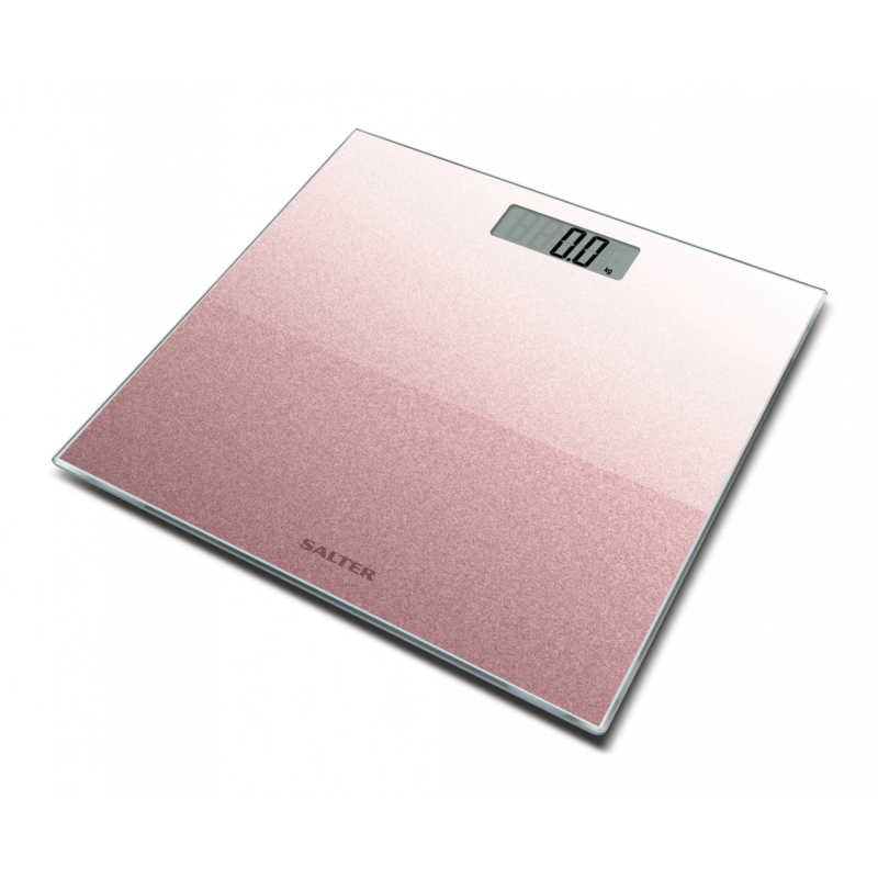 Salter 9037 RGGL3RCFXTE Glitter Glass Personal Bathroom Scale Rose Gold