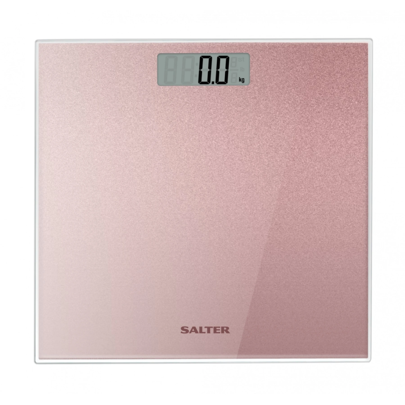 Salter 9037 RGGL3RCFXTE Glitter Glass Personal Bathroom Scale Rose Gold