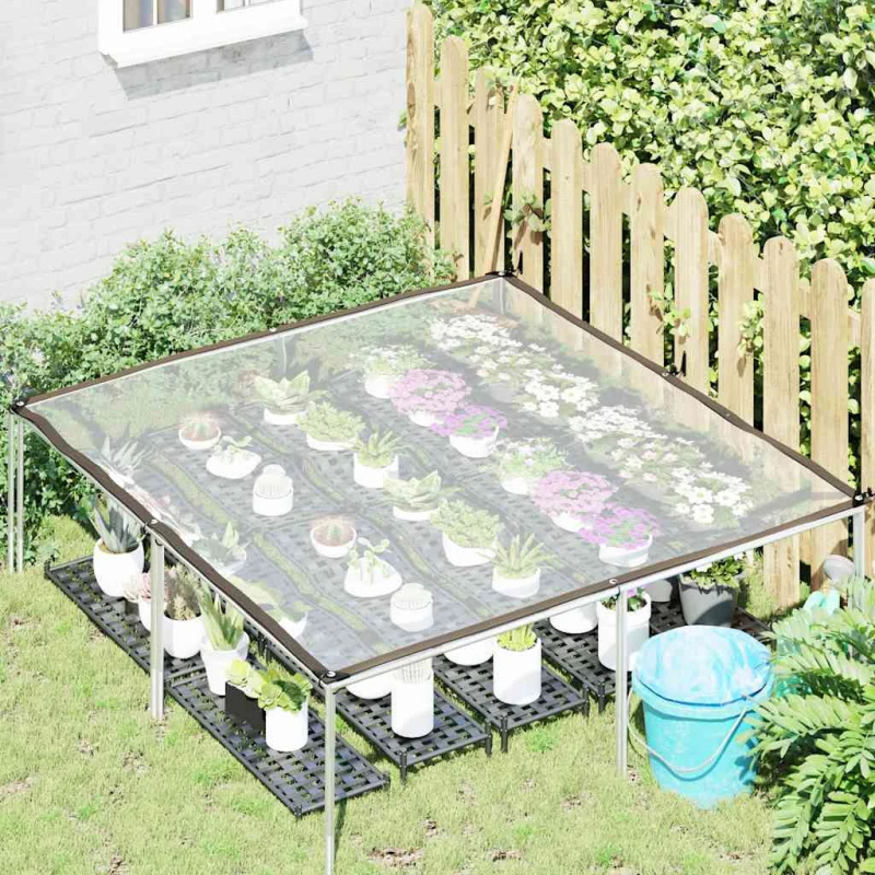 vidaXL caurspīdīgs brezents ar cilpiņām, 2x2 m, polietilēns