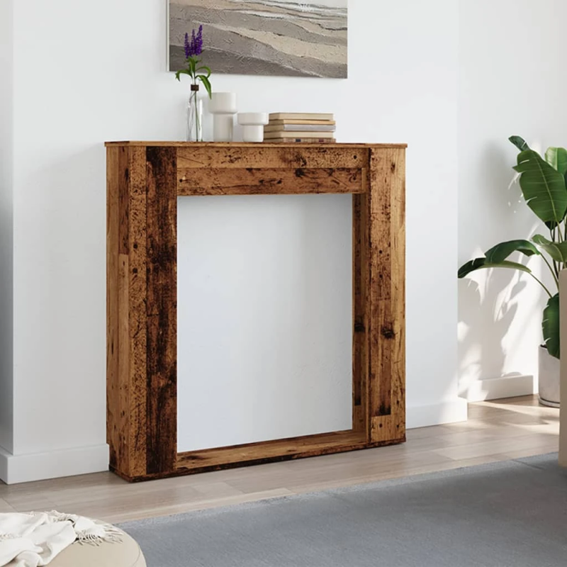 vidaXL kamīna apmale, veca koka, 100x20x100 cm, konstruēts koks