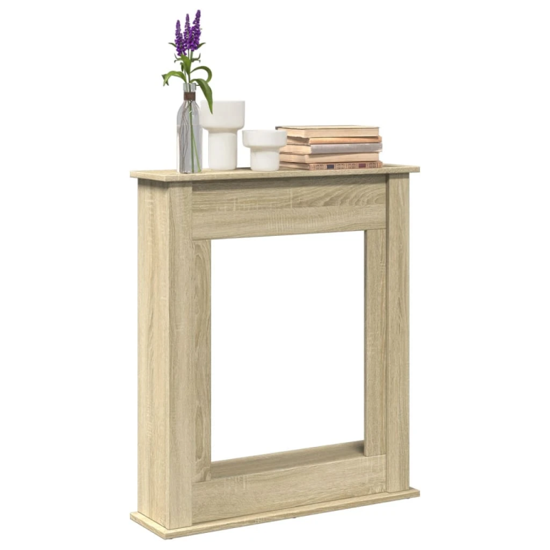 vidaXL kamīna apmale, ozola krāsa, 75x20x87,5 cm, konstruēts koks