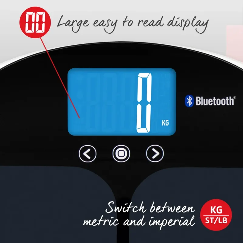 Salter 9192 BK3R Curve Bluetooth Smart Analyser Bathroom Scale black