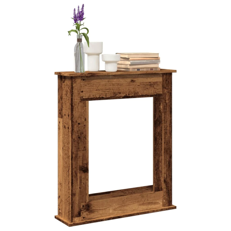 vidaXL kamīna apmale, koka krāsā, 75x20x87,5 cm, konstruēts koks