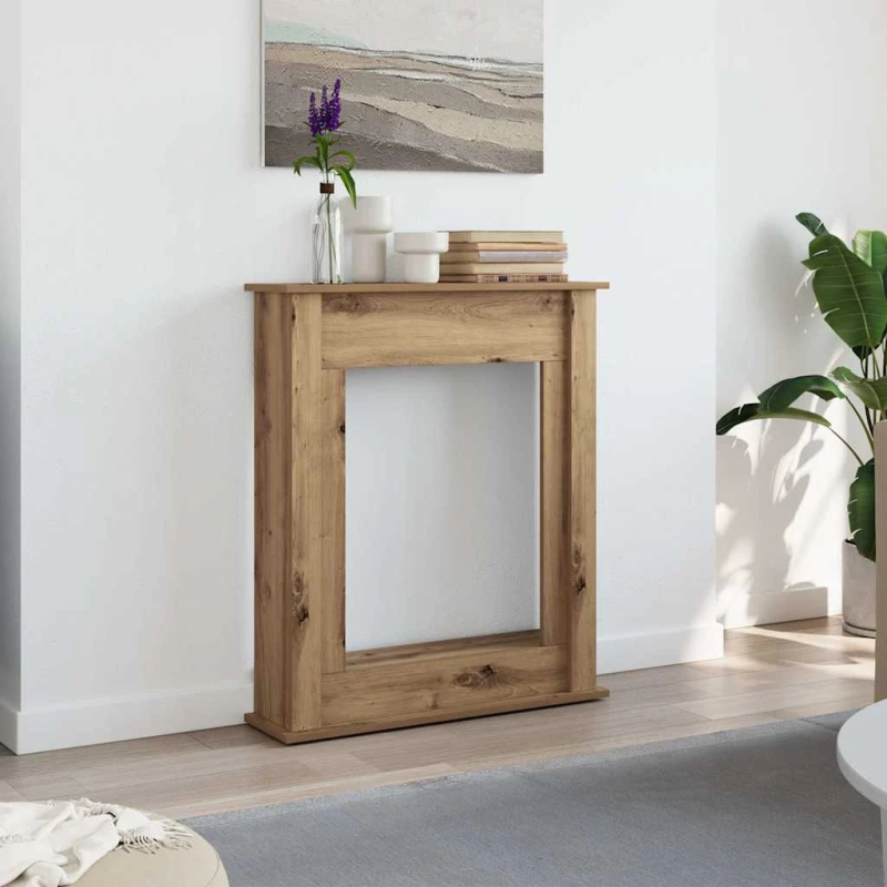 vidaXL kamīna apmale, koka krāsa, 75x20x87,5 cm, konstruēts koks