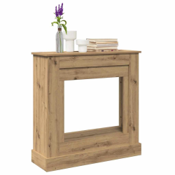 vidaXL kamīna apmale, koka krāsa, 90x30x90 cm, konstruēts koks