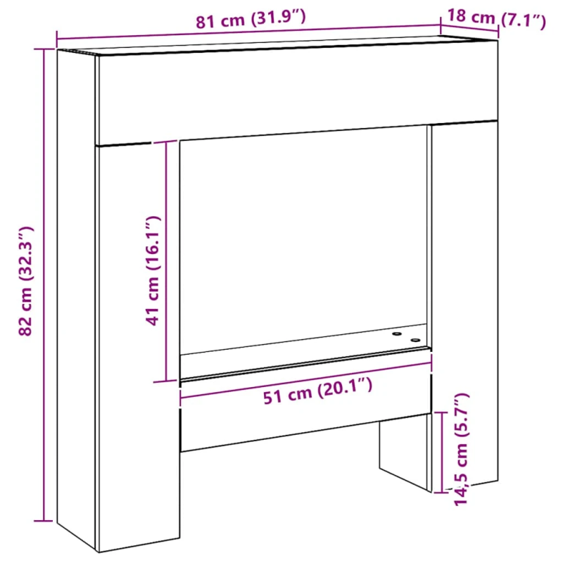 vidaXL kamīna apmale, koka krāsa, 81x18x82 cm, konstruēts koks