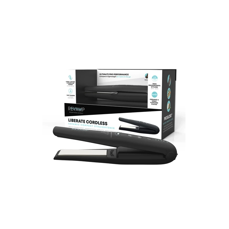 Revamp ST-1700X-EU2 Progloss Liberate Cordless Ceramic Compact Hair Straightener Black