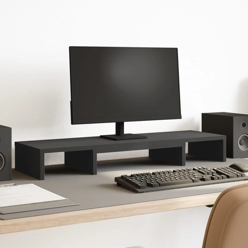 vidaXL monitora paliktnis, regulējams, melns, 80x24x10,5 cm