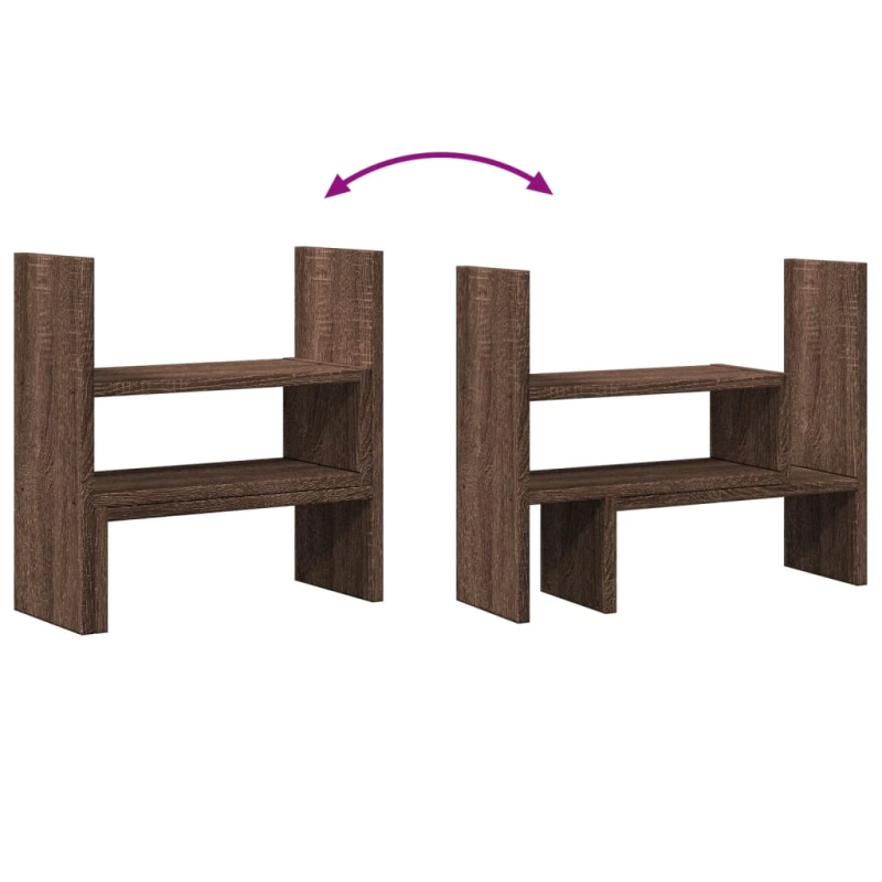 vidaXL galda organizators, regulējams, brūna ozola, 40x17x41 cm