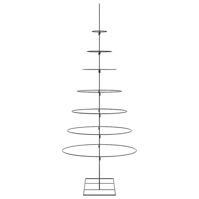 vidaXL Ziemassvētku eglīte, metāls, koka pamatne, melna, 210 cm