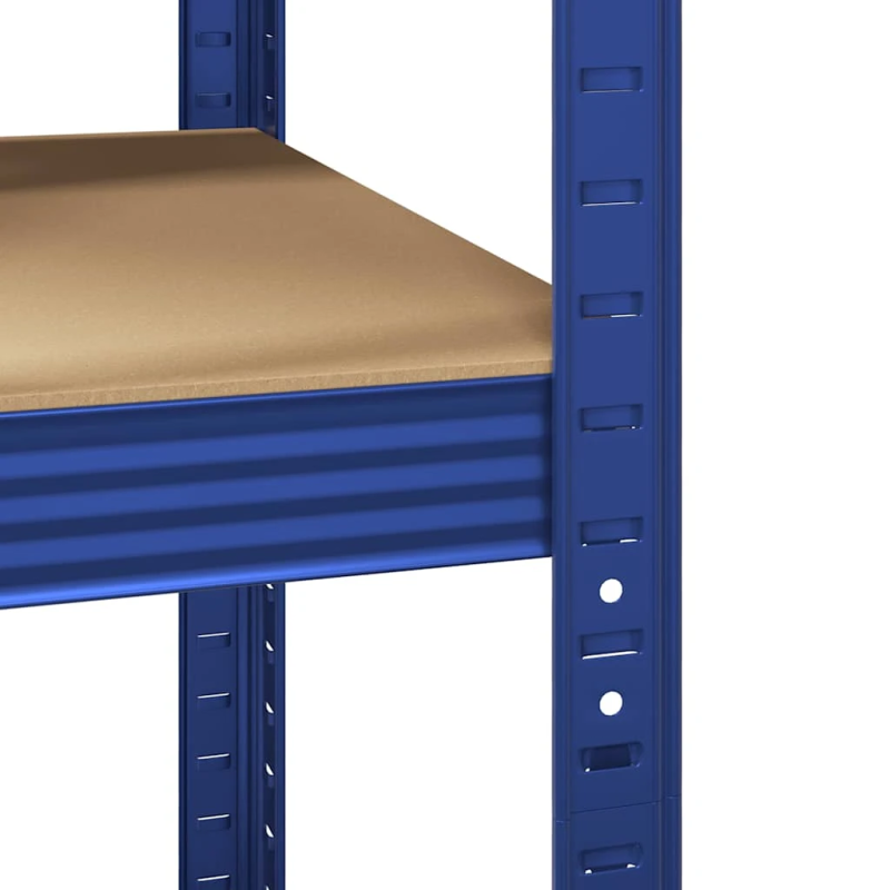 vidaXL 5-līmeņu stūra plaukts, zils tērauds, inženierijas koks