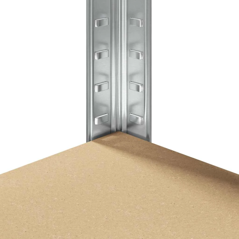 vidaXL 5-līmeņu stūra plaukts, sudrabains tērauds, inženierijas koks