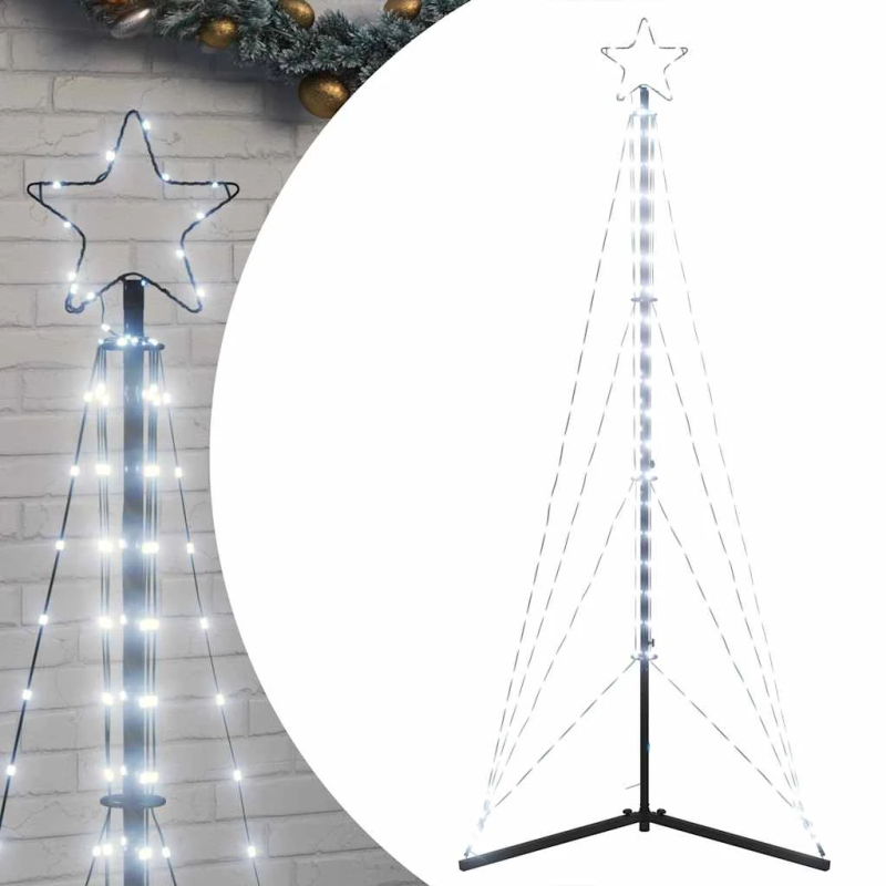vidaXL LED Ziemassvētku eglīte 363 LED auksti balts 182 cm