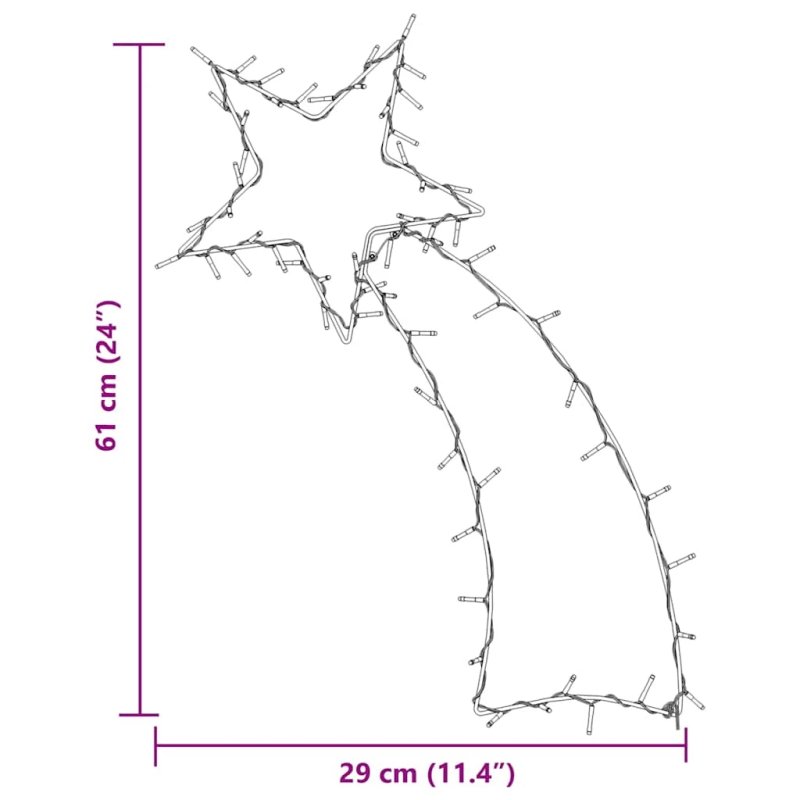 vidaXL Ziemassvētku lampiņas krītošās zvaigznes siluets 80 LED