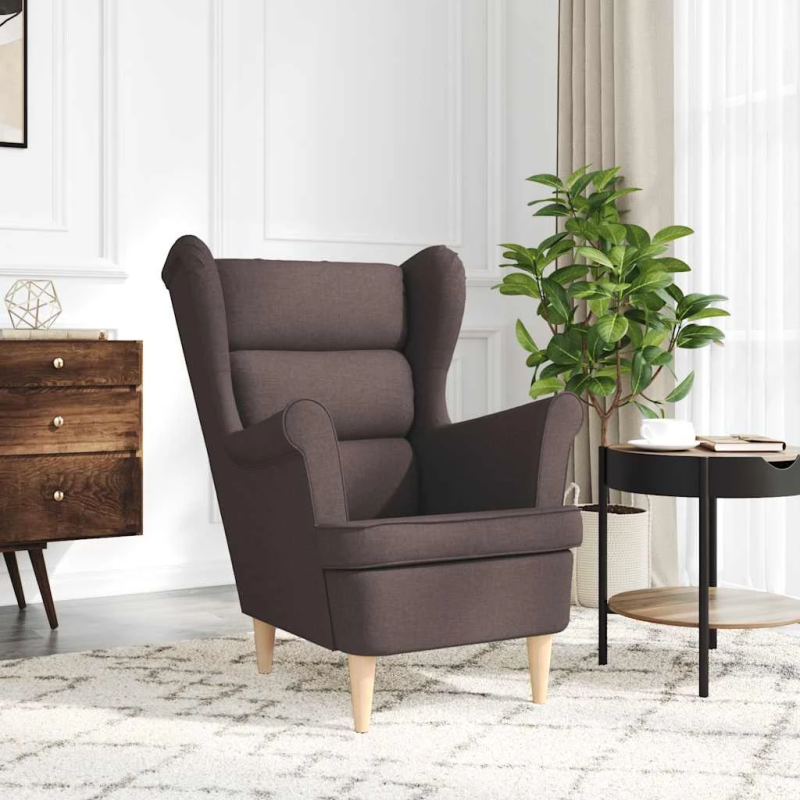 vidaXL atpūtas krēsls, tumši brūns, 74x84x100 cm, audums