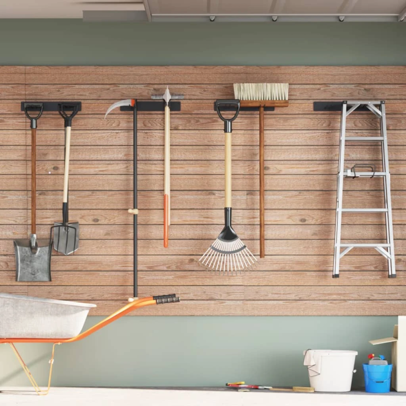 vidaXL Dārza instrumentu glabāšanas plaukti, 4 gab., Melns tērauds