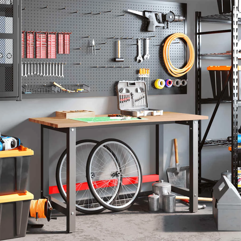 vidaXL darbagalds, brūns, 140x60x81,5 cm, ozola masīvkoks