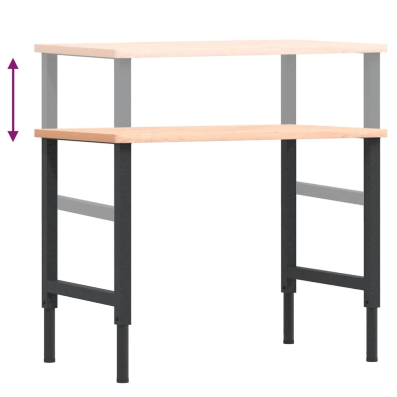 vidaXL darbagalds, 100x60x,71,5-98, cm, ozola masīvkoks, taisnstūra