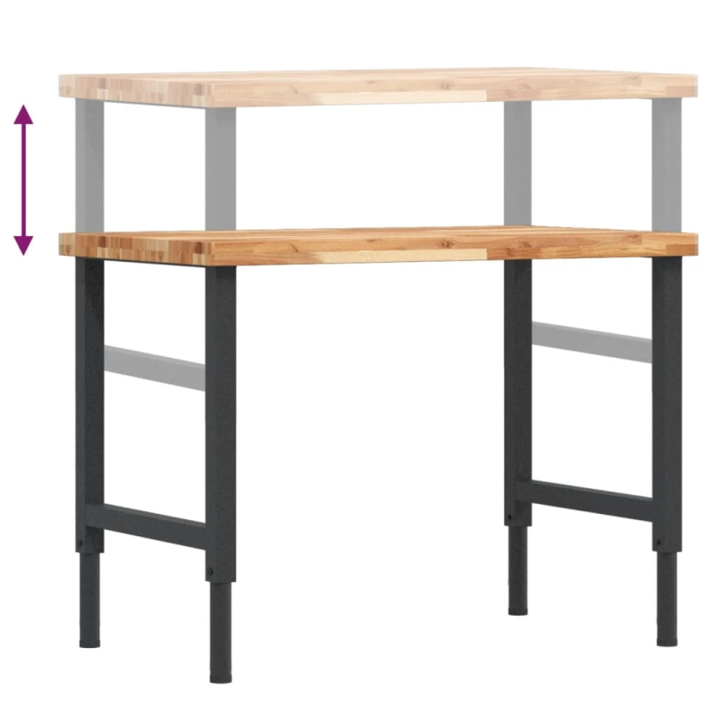 vidaXL darbagalds, 100x60x,73-99,5, cm, akācijas masīvkoks, taisnstūra