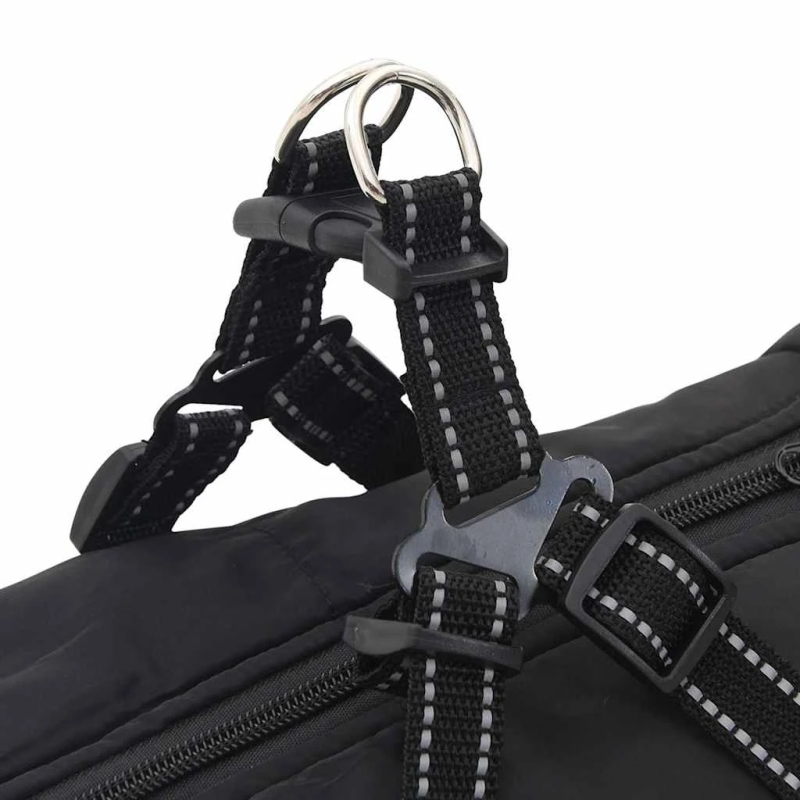 vidaXL suņu mētelis ar iejūgu ūdensizturīgs atstarojošs melns L44