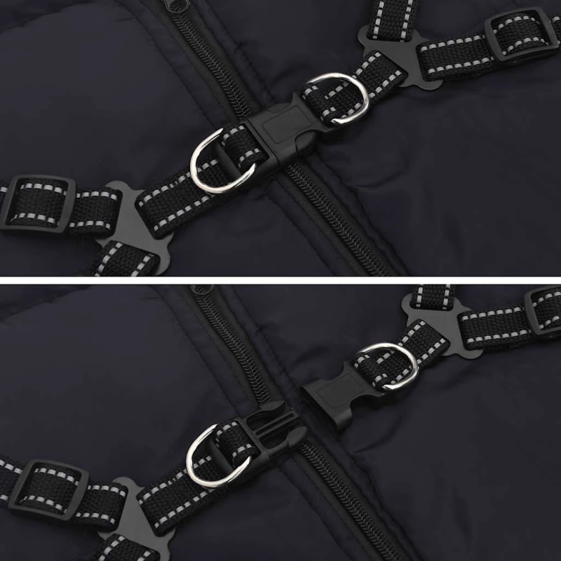 vidaXL suņu mētelis ar iejūgu ūdensnecaurlaidīgu atstarojošu L68