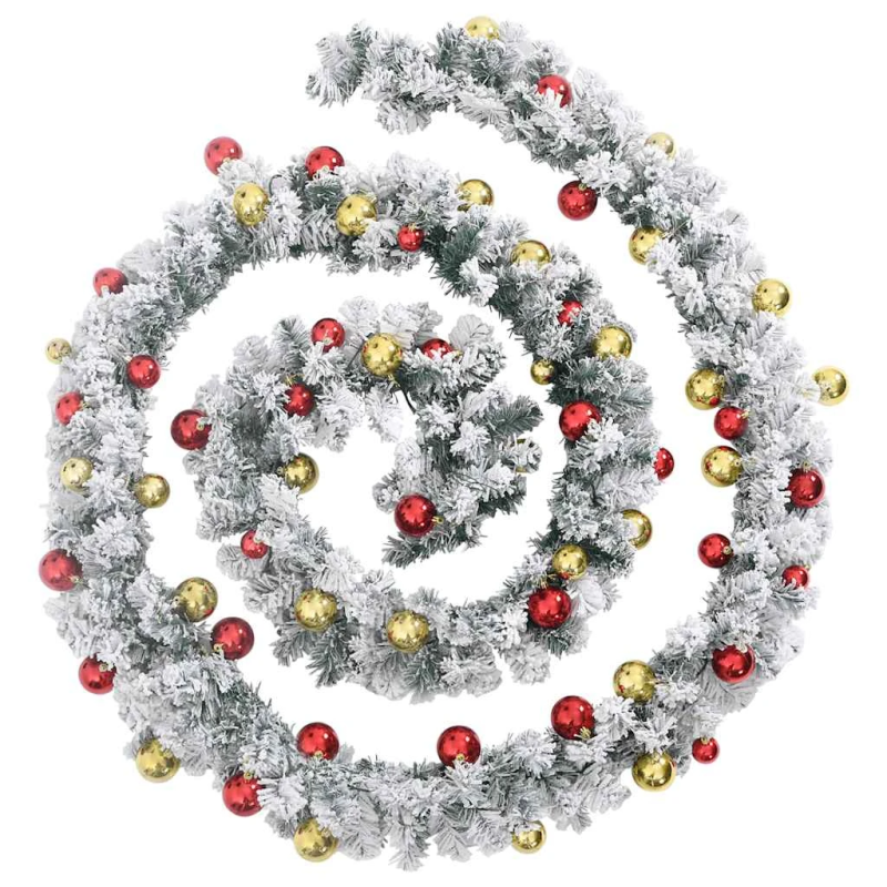 vidaXL Ziemassvētku vītne ar nieciņiem un LED gaismām Zaļa 10 m PVC