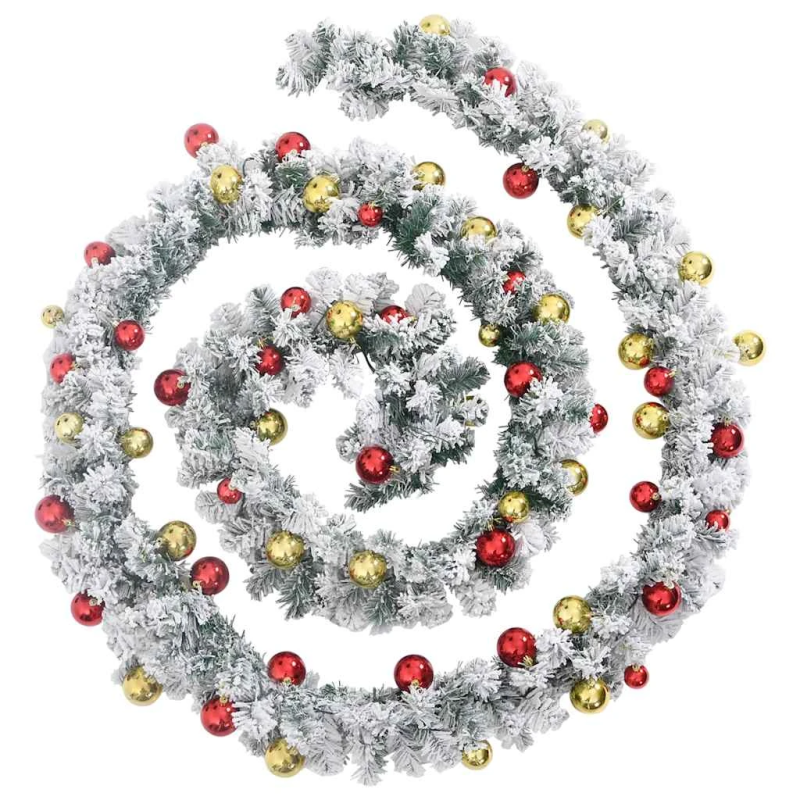 vidaXL Ziemassvētku vītne ar nieciņiem un LED gaismām Zaļa 20 m PVC