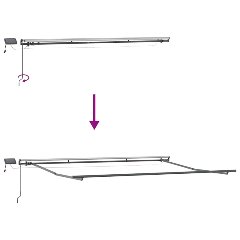 vidaXL izvelkama markīze ar LED, manuāla, 400x300 cm, vīnsarkana