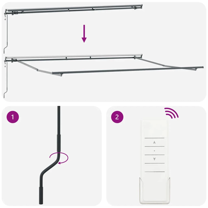 vidaXL izvelkama markīze, 400x300 cm, automātiska, vīnsarkana