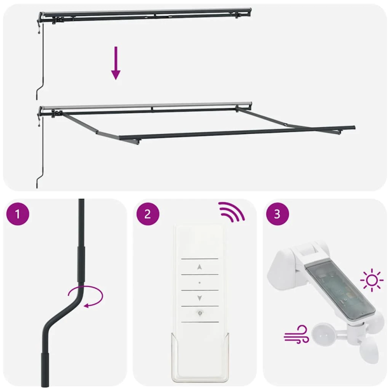 vidaXL izvelkama markīze, automātiska, 300x250 cm, brūns