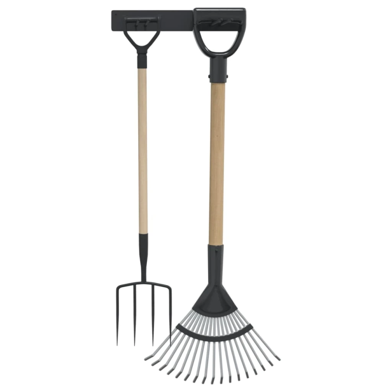 vidaXL dārza instrumentu glabāšanas plaukts, melns tērauds