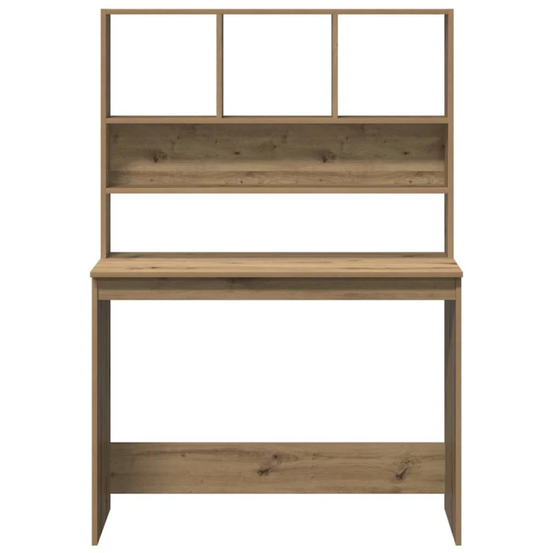 vidaXL rakstāmgalds ar plauktiem, koka krāsa, 102x45x148 cm, koks