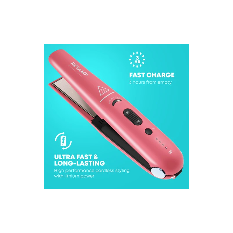 Revamp ST-1700PK-EB Progloss Liberate Cordless Ceramic Compact Hair Straightener Pink