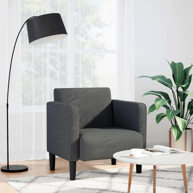 vidaXL dīvāna krēsls ar roku balstiem tumši pelēks 54cm velveta audums
