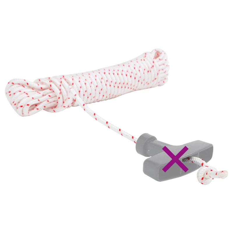 vidaXL pavelciet startera auklu, balts un sarkans, DIA5 mm 10 m, neilons