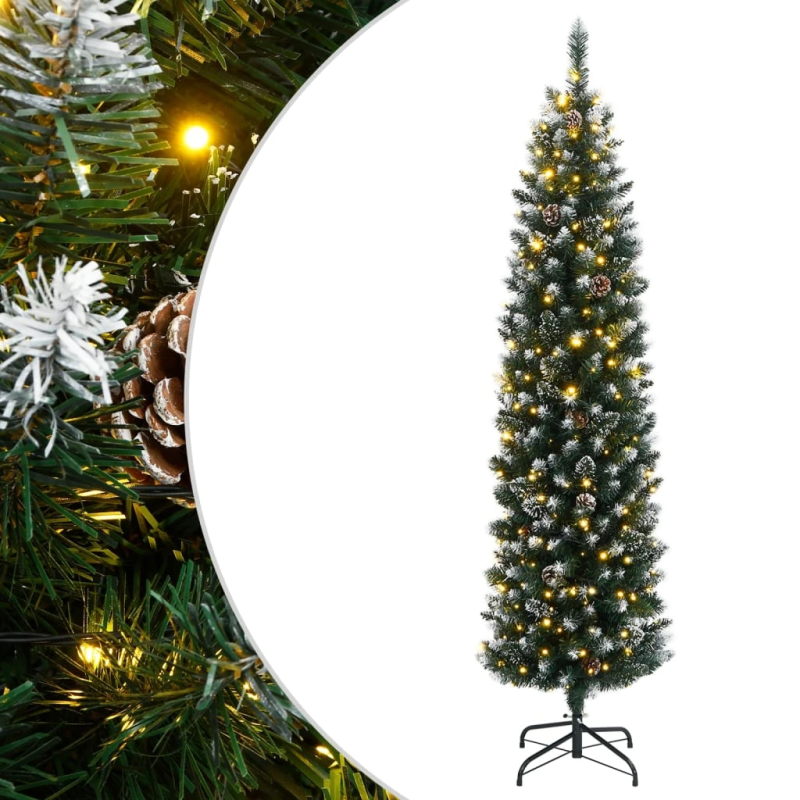 vidaXL mākslīgā Ziemassvētku egle, šaura, 180 cm, 300 LED