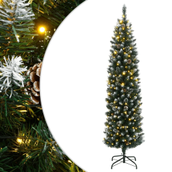 vidaXL mākslīgā Ziemassvētku egle, šaura, 210 cm, 300 LED