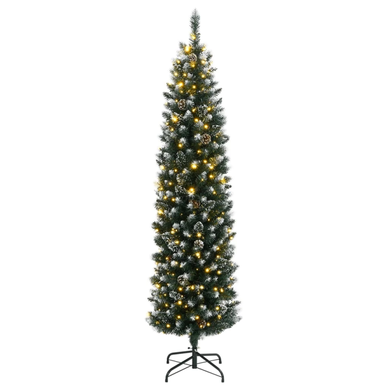 vidaXL mākslīgā Ziemassvētku egle, šaura, 210 cm, 300 LED