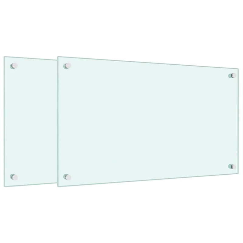 vidaXL virtuves sienas paneļi, 2 gab., 70x40 cm, rūdīts stikls, balts