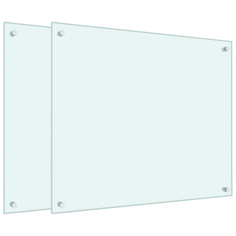 vidaXL virtuves sienas paneļi, 2 gab., 70x60 cm, rūdīts stikls, balts