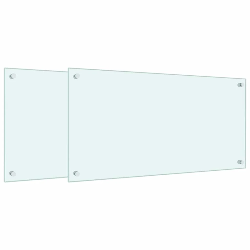 vidaXL virtuves sienas paneļi, 2 gab., 80x40 cm, rūdīts stikls, balts