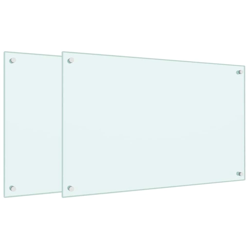 vidaXL virtuves sienas paneļi, 2 gab., 80x50 cm, rūdīts stikls, balts