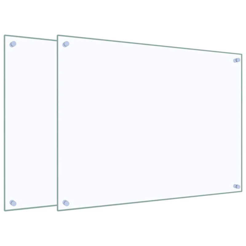 vidaXL virtuves paneļi, 2 gab., 80x60 cm, rūdīts stikls, caurspīdīgi
