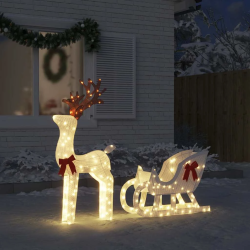 vidaXL Ziemassvētku rotājums Ziemeļbrieži un kamanas 100 LED