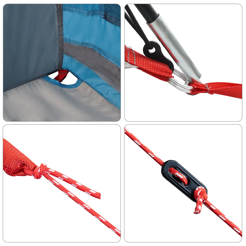 vidaXL Ģimenes telts ar jumtu Zila un pelēka 721 x 335 x 212 cm