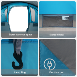 vidaXL Ģimenes telts ar jumtu Zila un pelēka 576 x 325 x 213 cm