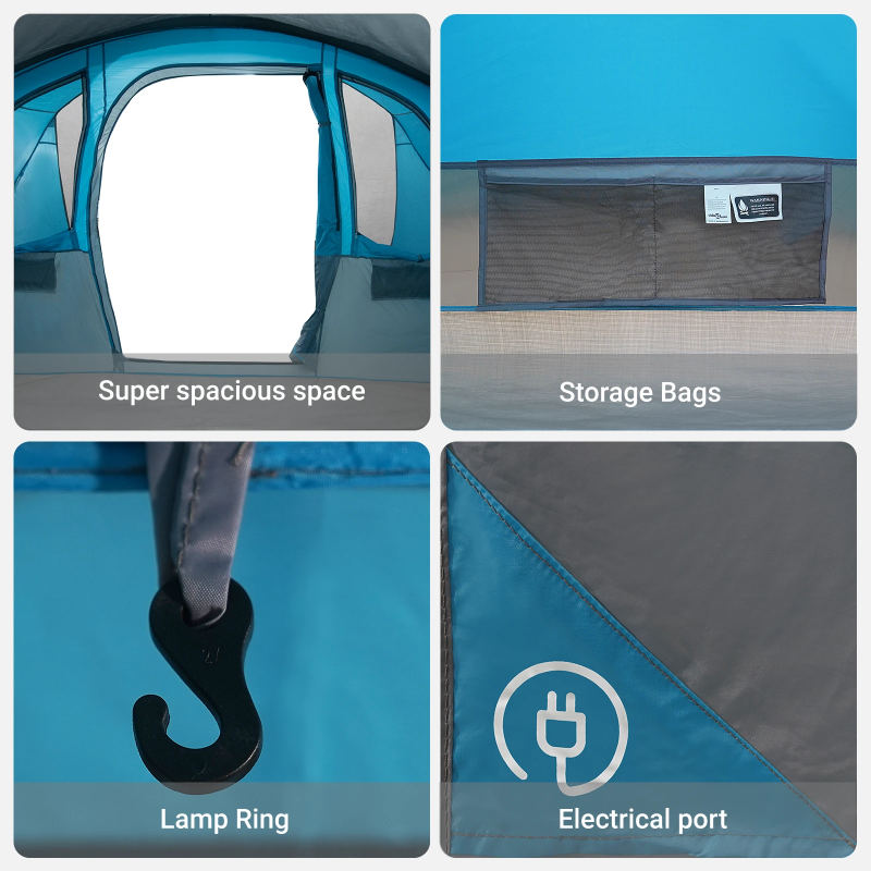 vidaXL Ģimenes telts ar jumtu Zila un pelēka 576 x 325 x 213 cm