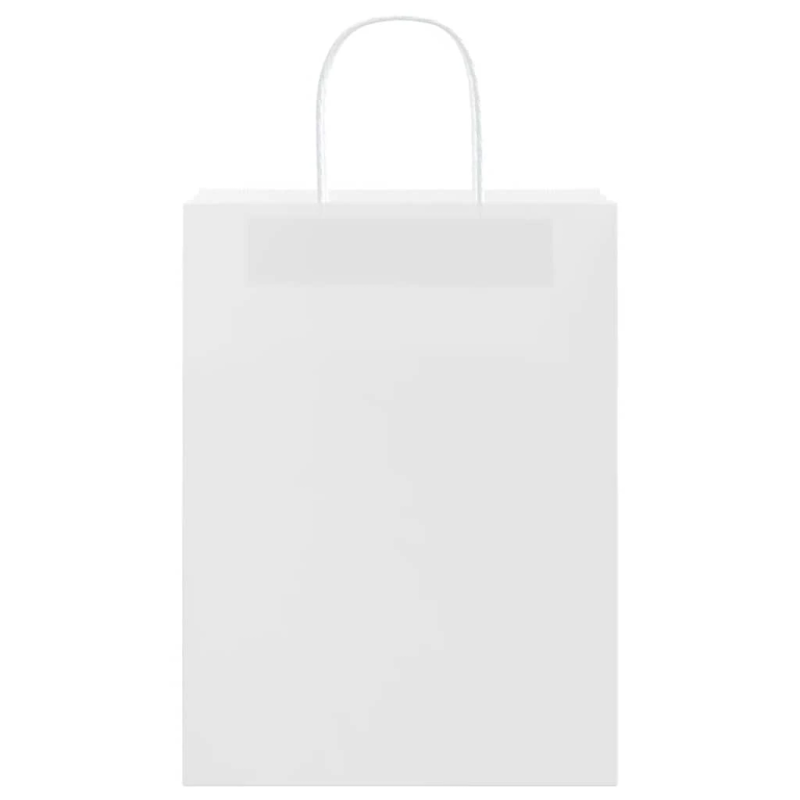 vidaXL papīra maisiņi 250 gab. ar rokturiem, balti, 26x12x35 cm